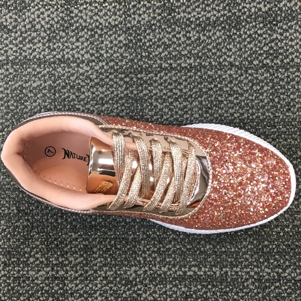 1 left! Rose Gold Glitter Fashion Sneakers Sz 6 - Picture 3 of 3